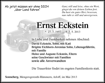 Traueranzeige von Ernst Eckstein von Südthüringer Presse