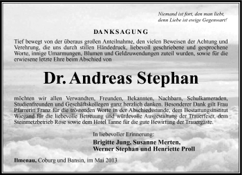 Traueranzeige von Andreas Stephan von Südthüringer Presse