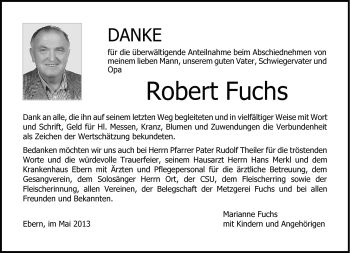 Traueranzeige von Robert Fuchs von Neue Presse Coburg