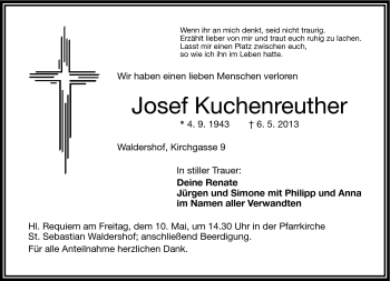 Traueranzeige von Josef Kuchenreuther von Frankenpost