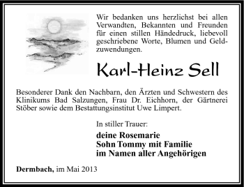 Traueranzeige von Karl-Heinz Sell von Südthüringer Presse