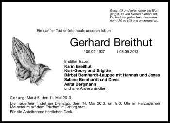 Traueranzeige von Gerhard Breithut von Neue Presse Coburg