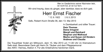 Traueranzeige von Ernst Fischer von Frankenpost