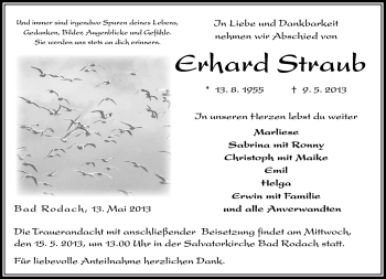 Traueranzeige von Erhard Straub von Neue Presse Coburg