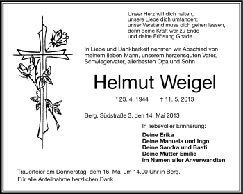 Traueranzeige von Helmut Weigel von Frankenpost