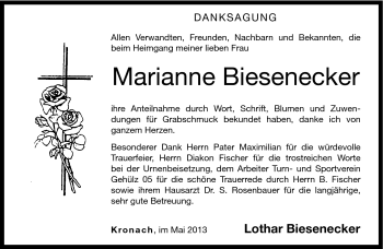 Traueranzeige von Marianne Biesenecker von Neue Presse Coburg