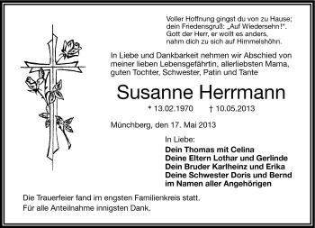 Traueranzeige von Susanne Herrmann von Frankenpost