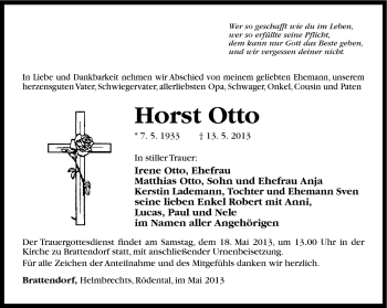 Traueranzeige von Horst Otto von Südthüringer Presse