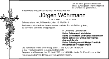 Traueranzeige von Jürgen Wöhrmann von Frankenpost