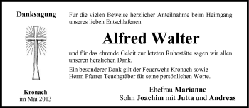 Traueranzeige von Alfred Walter von Neue Presse Coburg