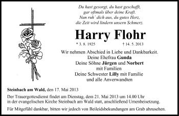 Traueranzeige von Harry Flohr von Neue Presse Coburg