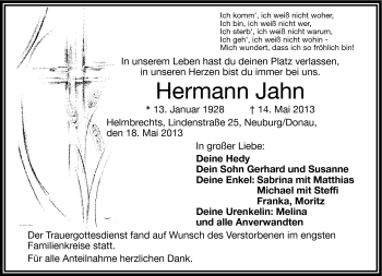 Traueranzeige von Hermann Jahn von Frankenpost