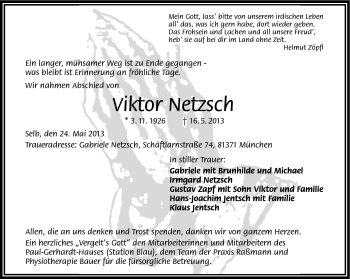 Traueranzeige von Viktor Netzsch von Frankenpost