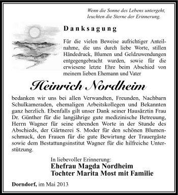 Traueranzeige von Heinrich Nordheim von Südthüringer Presse