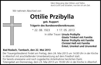 Traueranzeige von Ottilie Przibylla von Neue Presse Coburg