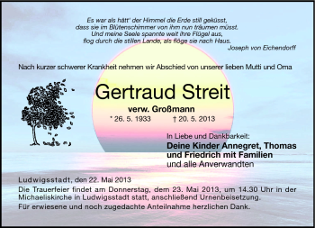 Traueranzeige von Gertraud Streit von Neue Presse Coburg