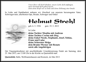 Traueranzeige von Helmut Strehl von Südthüringer Presse
