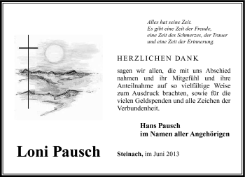 Traueranzeige von Loni Pausch von Südthüringer Presse