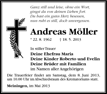 Traueranzeige von Andreas Möller von Südthüringer Presse
