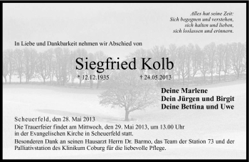 Traueranzeige von Siegfried Kolb von Neue Presse Coburg