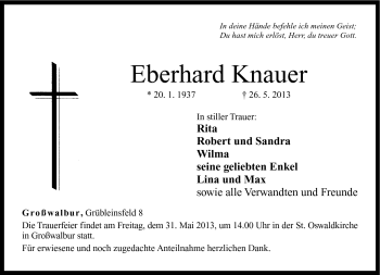Traueranzeige von Eberhard Knauer von Neue Presse Coburg