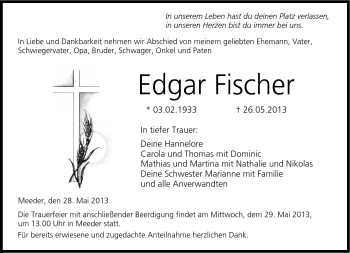 Traueranzeige von Edgar Fischer von Neue Presse Coburg