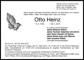 Traueranzeige von Otto Heinz von Neue Presse Coburg
