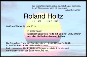 Traueranzeige von Roland Holtz von Frankenpost