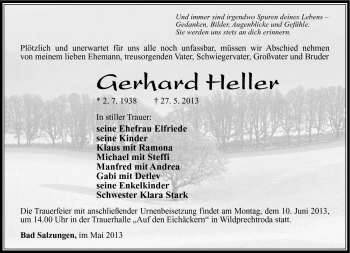 Traueranzeige von Gerhard Heller von Südthüringer Presse