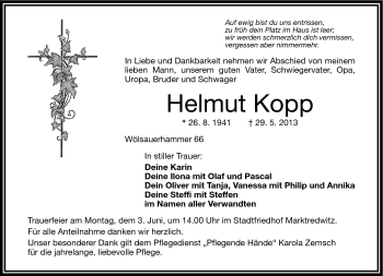 Traueranzeige von Helmut Kopp von Frankenpost