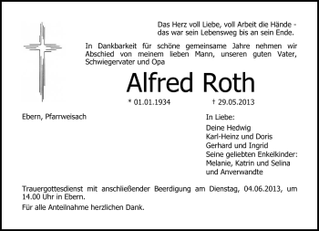 Traueranzeige von Roth Alfred von Neue Presse Coburg