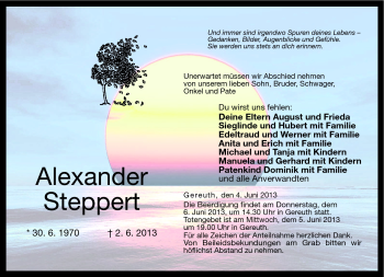 Traueranzeige von Alexander Steppert von Neue Presse Coburg
