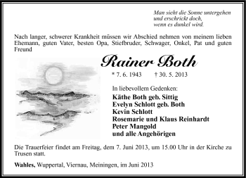 Traueranzeige von Rainer Both von Südthüringer Presse