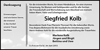 Traueranzeige von Siegfried Kolb von Neue Presse Coburg