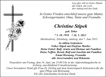 Traueranzeige von Christine Stipek von Frankenpost