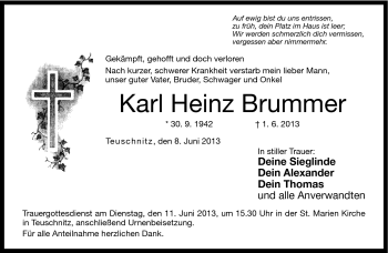 Traueranzeige von Karl Heinz Brummer von Neue Presse Coburg