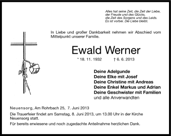 Traueranzeige von Ewald Werner von Neue Presse Coburg
