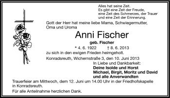 Traueranzeige von Anni Fischer von Frankenpost
