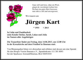 Traueranzeige von Jürgen Kart von Südthüringer Presse