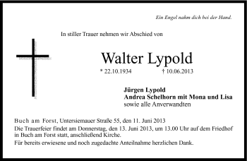 Traueranzeige von Walter Lypold von Neue Presse Coburg
