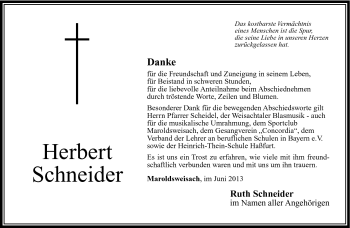 Traueranzeige von Herbert Schneider von Neue Presse Coburg