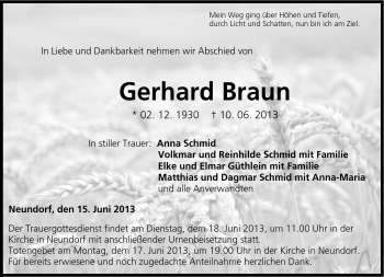 Traueranzeige von Gerhard Braun von Neue Presse Coburg