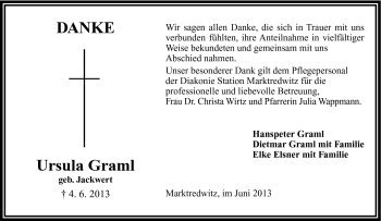 Traueranzeige von Ursula Graml von Frankenpost