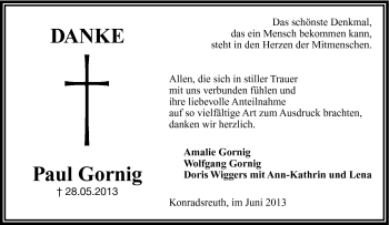 Traueranzeige von Paul Gornig von Frankenpost