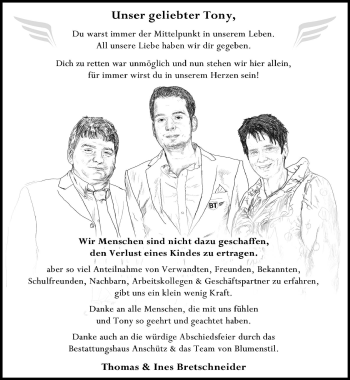 Traueranzeige von Tony Brettschneider von Südthüringer Presse