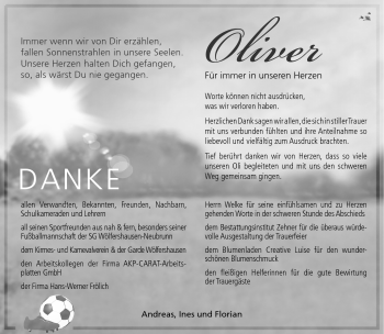 Traueranzeige von Oliver Weiß von Südthüringer Presse