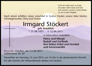 Traueranzeige von Irmgard Stöckert von Neue Presse Coburg