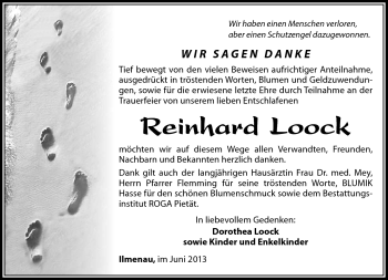 Traueranzeige von Reinhard Loock von Südthüringer Presse
