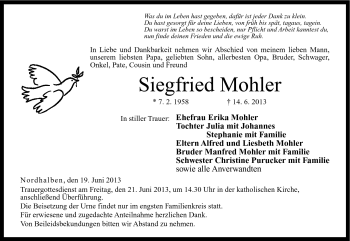 Traueranzeige von Siegfried Mohler von Neue Presse Coburg