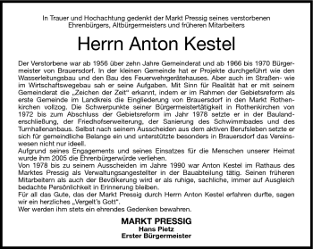 Traueranzeige von Anton Kestel von Neue Presse Coburg